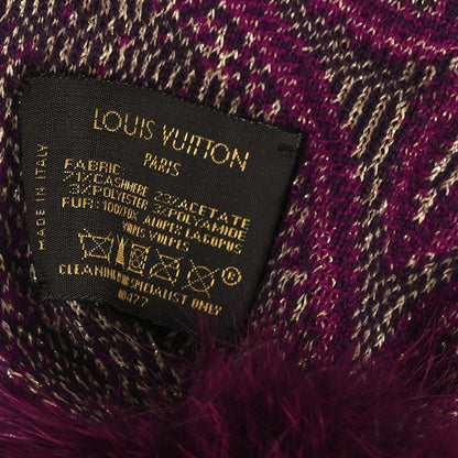 Louis Vuitton Cashmere Fox Fur Monogram Scarf Gloves Set 4 of 4