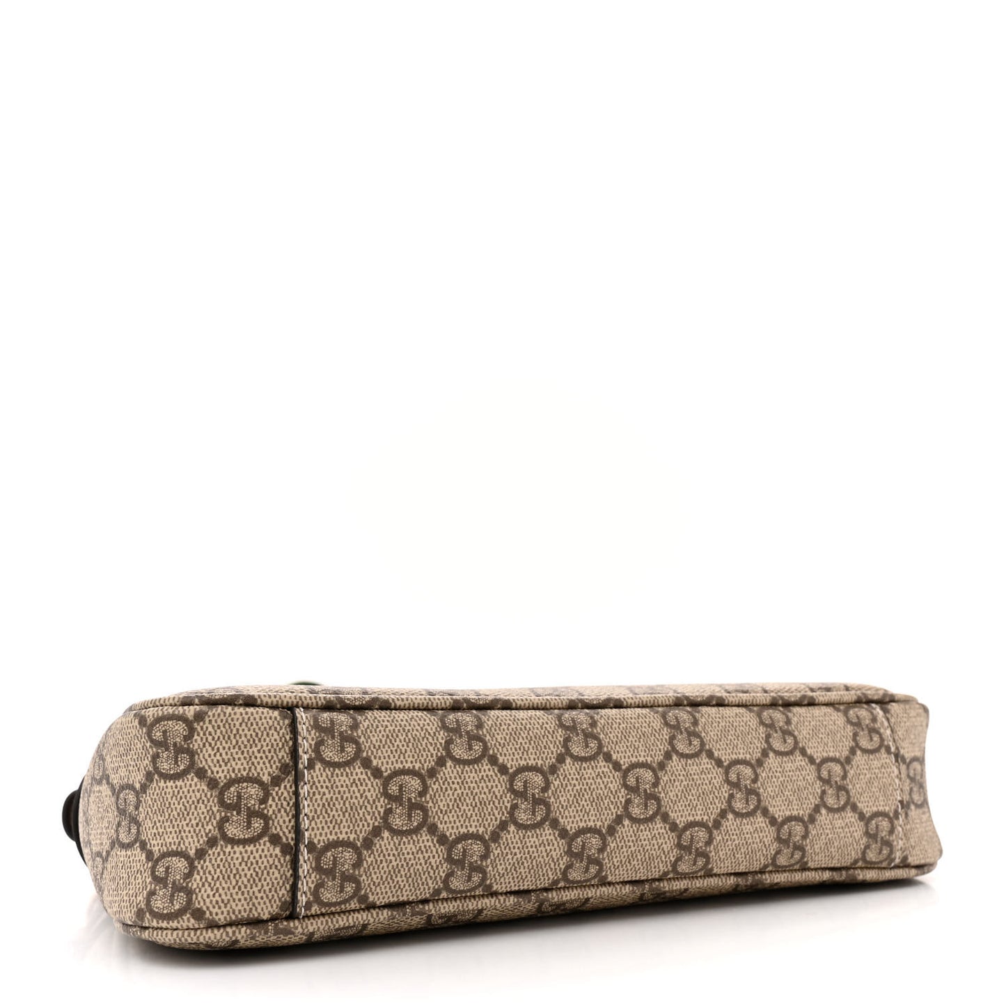 GG Supreme Monogram Textured Calfskin Small Emblem Shoulder Bag Beige Dark Brown