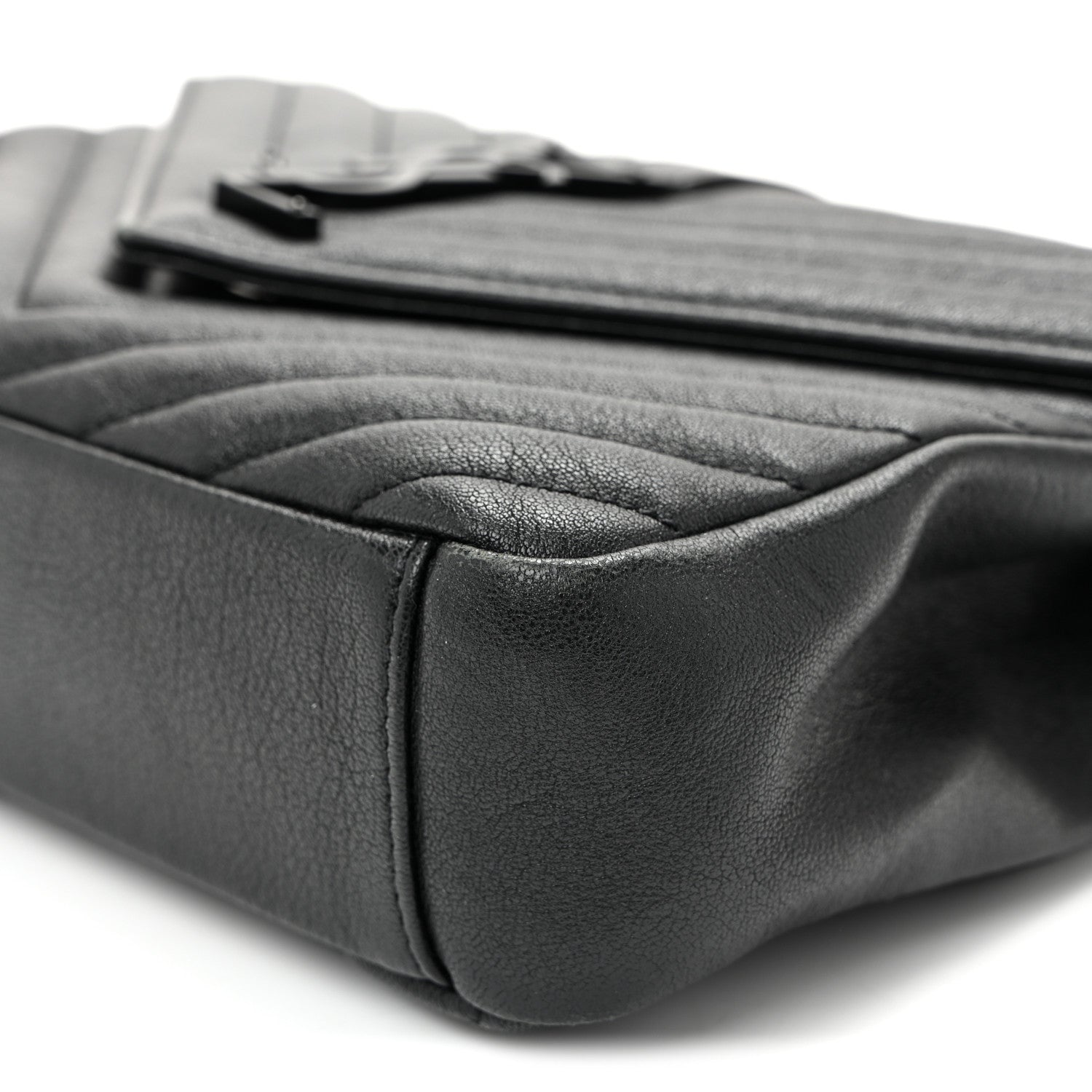 Saint Laurent Sheepskin Matelasse Chevron Monogram Monochrome Medium College Bag Black 9 of 9