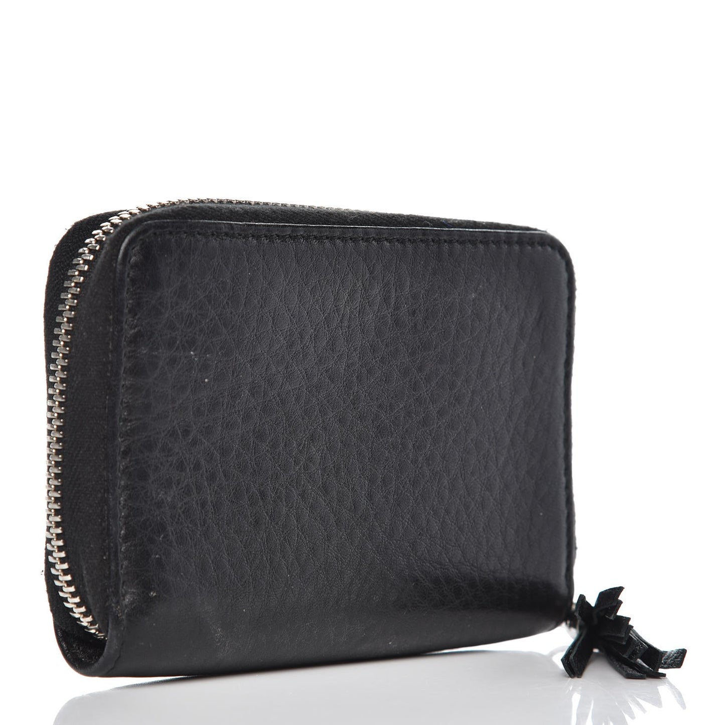 Pebbled Calfskin Studded Soho Compact Disco Zip Around Wallet Black