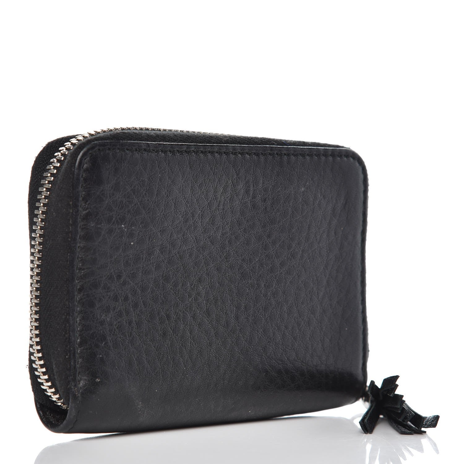 Gucci Pebbled Calfskin Studded Soho Compact Disco Zip Around Wallet Black 3 of 8