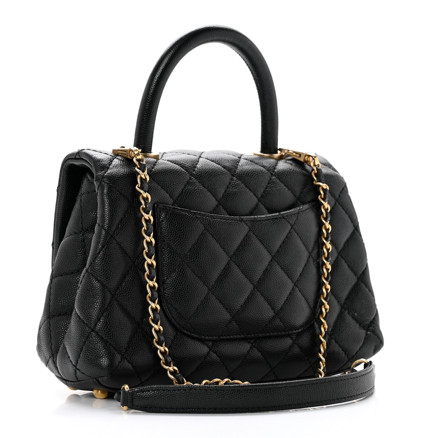 Caviar Quilted Mini Coco Handle Flap Black