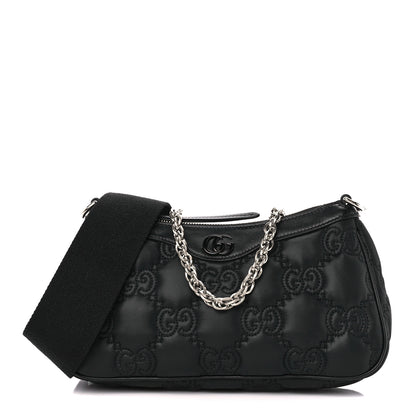 Gucci Nylon Calfskin Enamel GG Matelasse Chain Handbag Black 1 of 10