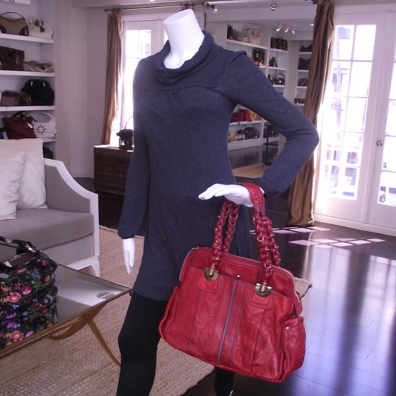 Chloe Leather Heloise Satchel Red 2 of 11