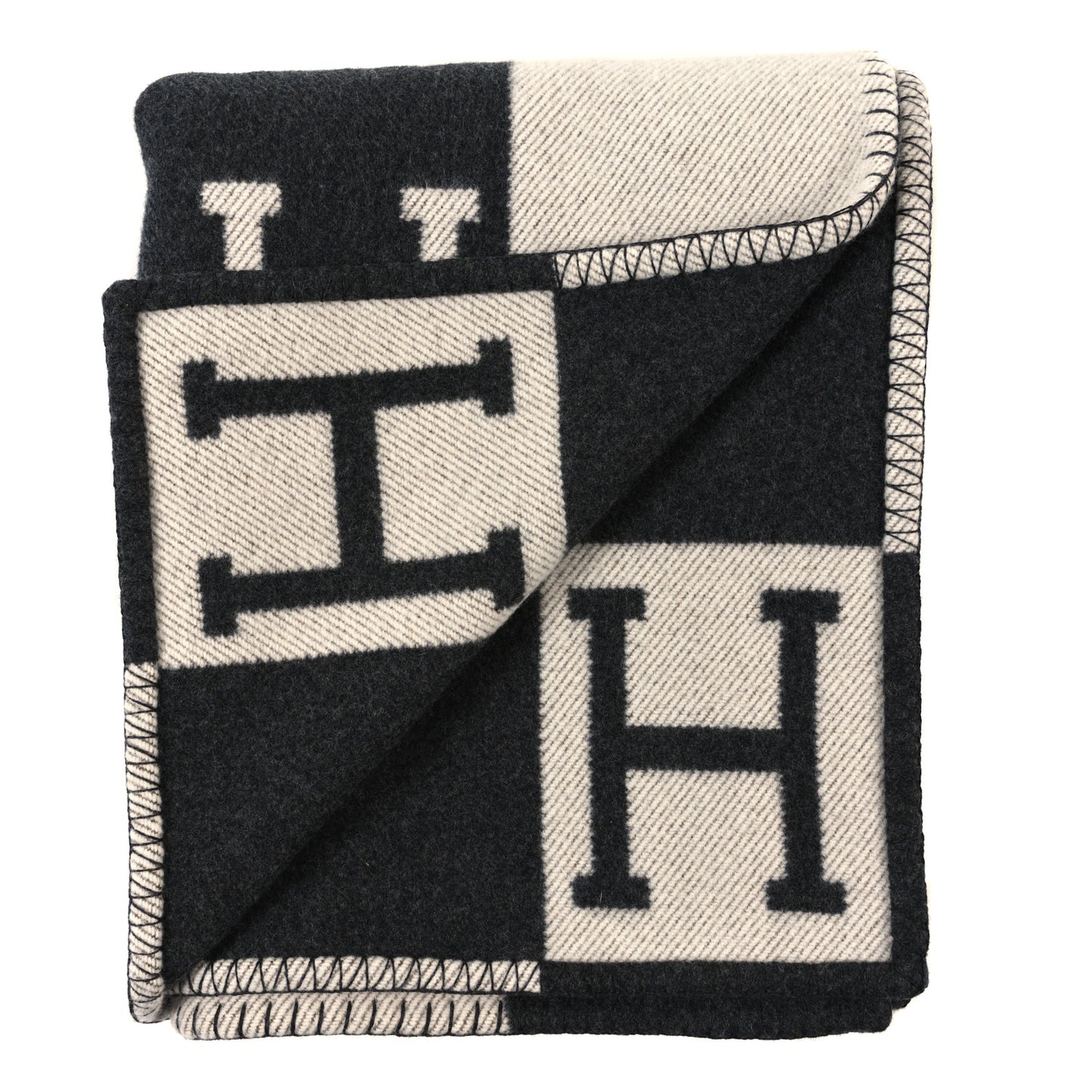 Wool Cashmere Avalon Blanket Ecru Gris Fonce