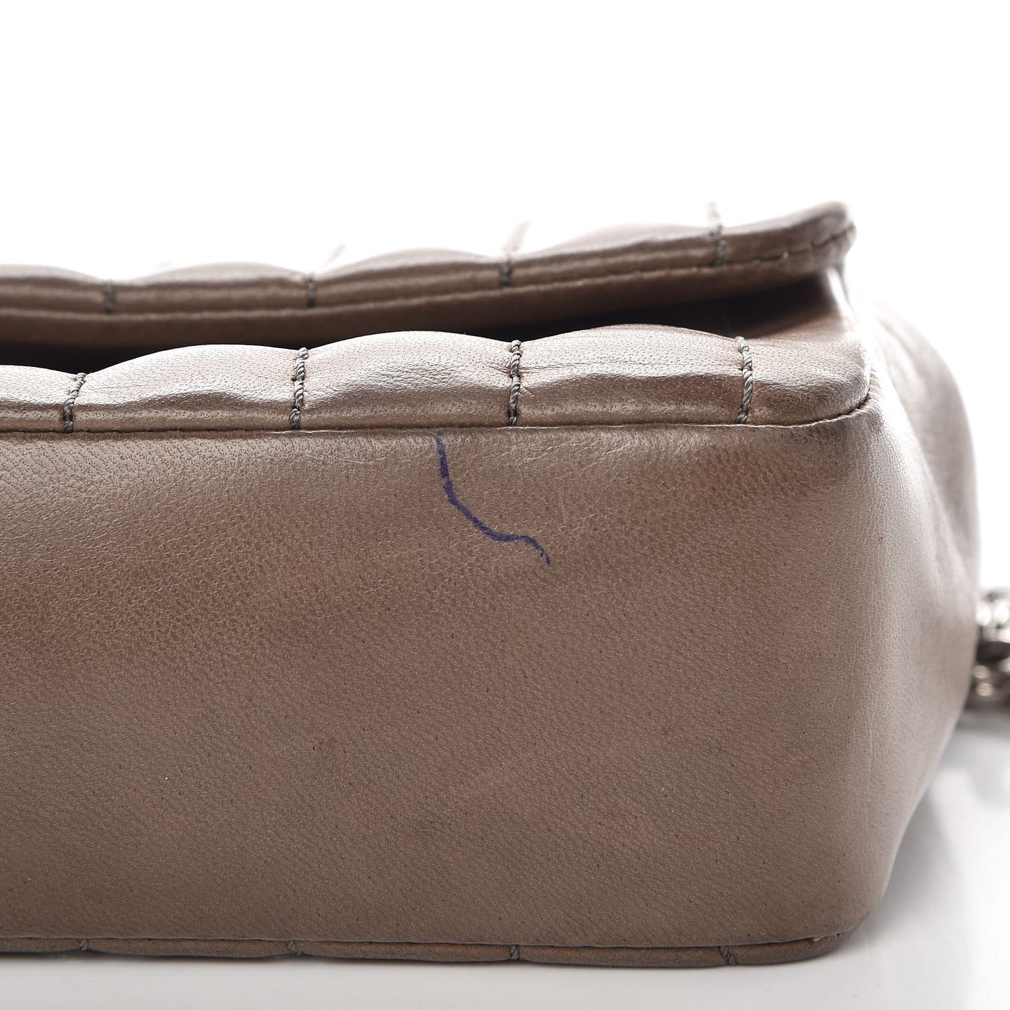 Lambskin Vertical Quilted East West Flap Brown