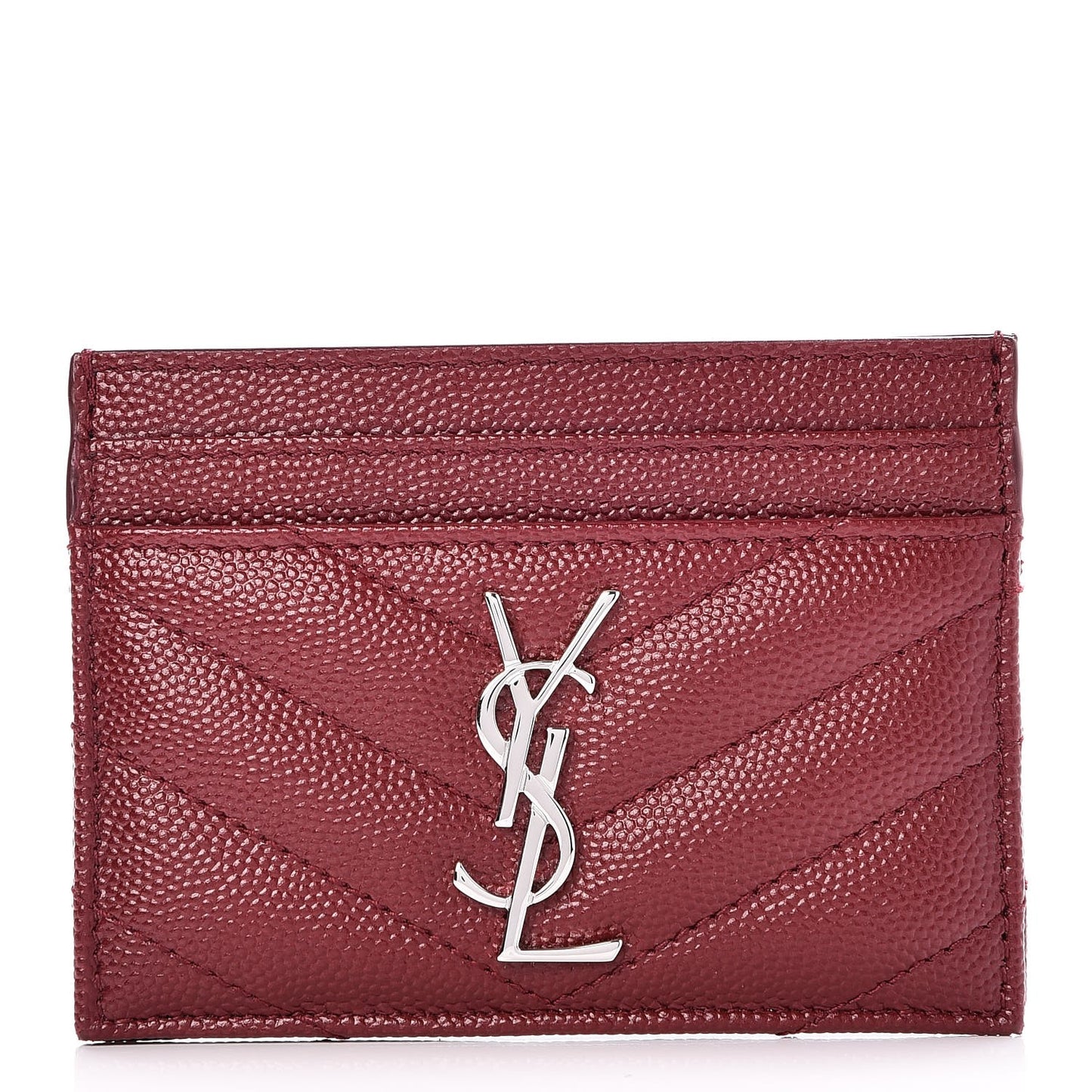 Grain De Poudre Matelasse Chevron Monogram Credit Card Case Palissandre
