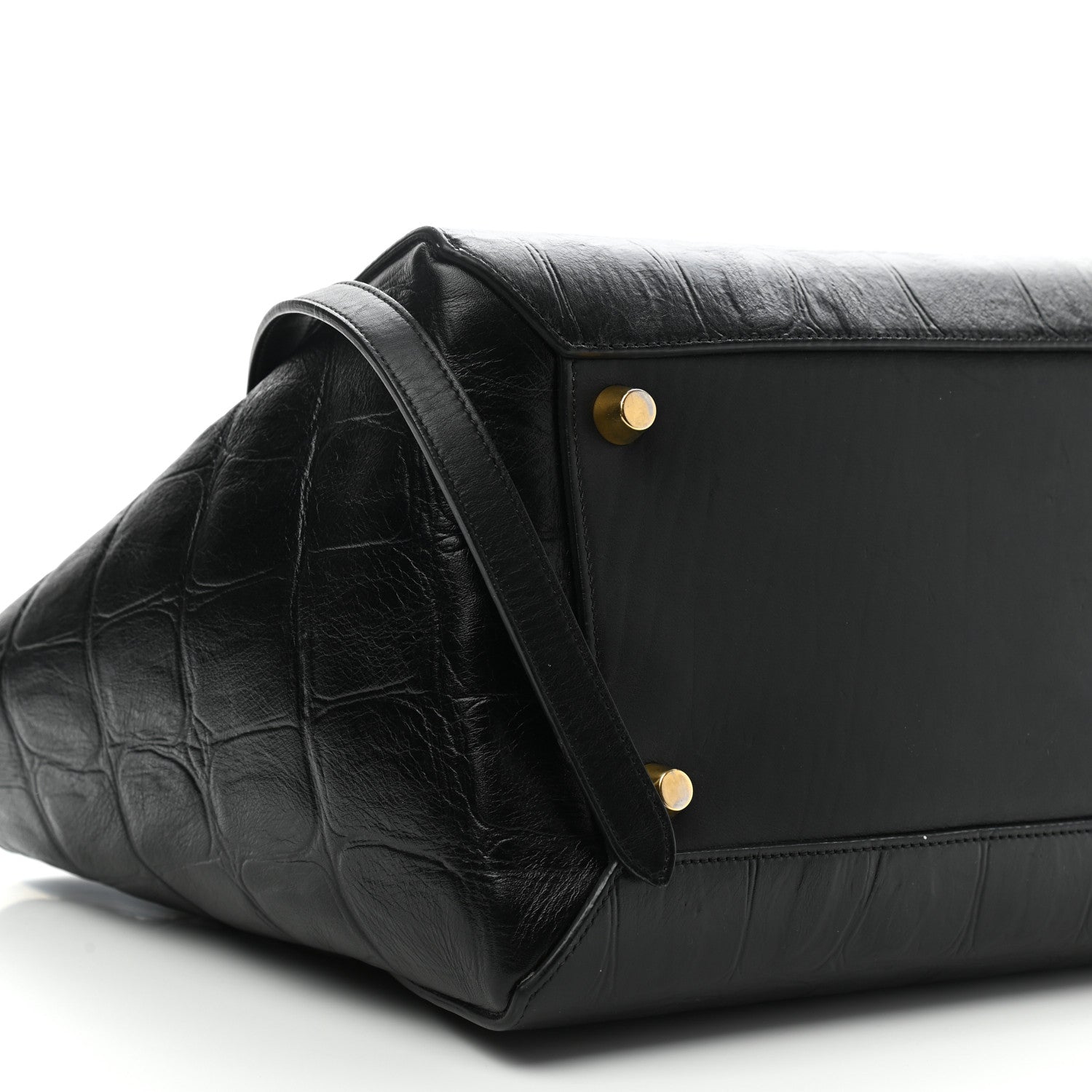 Celine Calfskin Crocodile Embossed Small Belt Bag Black 8 of 9