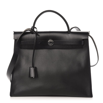 Hermes Toile H Berline Vache Hunter Herbag Zip PM 31 Black Ecru 4 of 15
