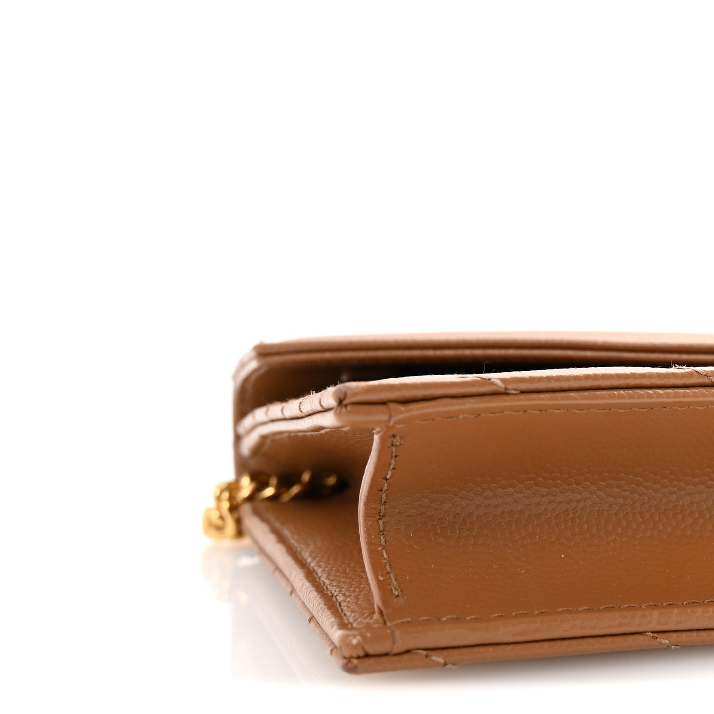 Grain De Poudre Matelasse Chevron Monogram Envelope Chain Wallet Natural Dark