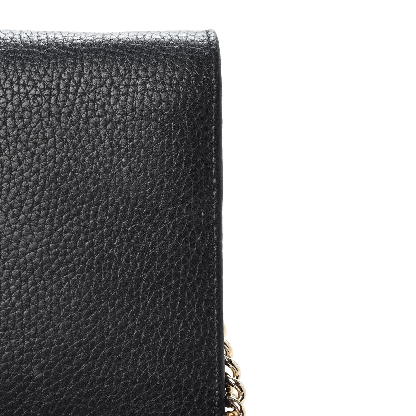 Pebbled Calfskin Soho Wallet on Chain Black