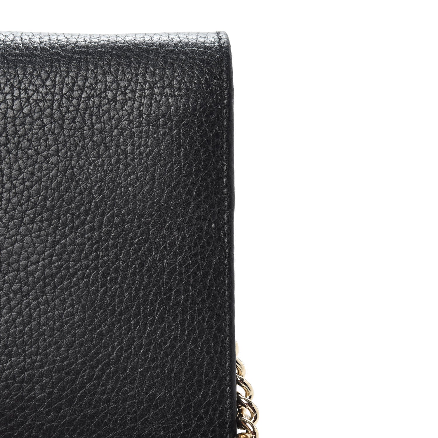 Gucci Pebbled Calfskin Soho Wallet on Chain Black 9 of 10