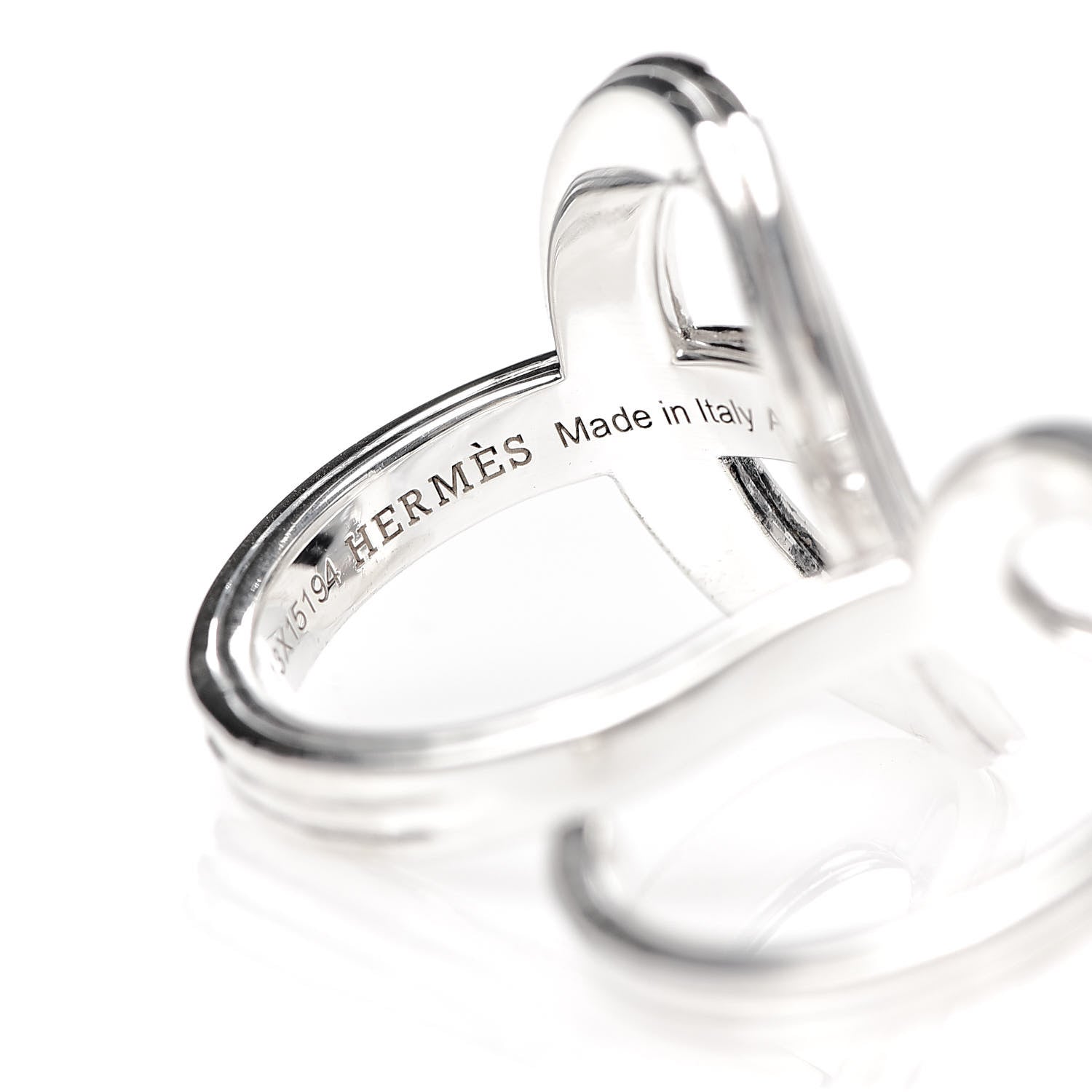 Hermes Sterling Silver TGM Chaine d'Ancre 24 Double Ring 50 5.25 5 of 6