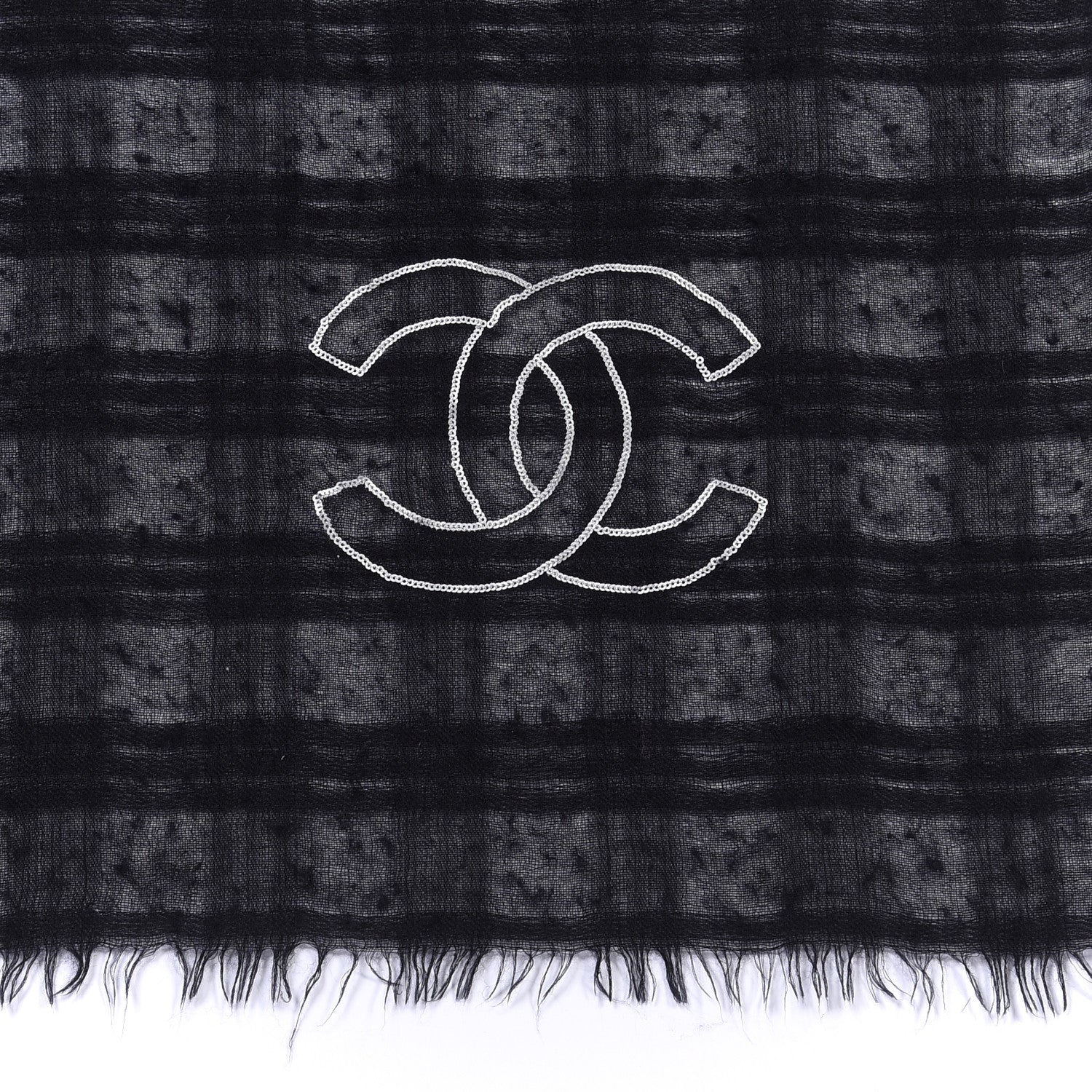 Chanel Cashmere Silk CC Scarf Black 4 of 5