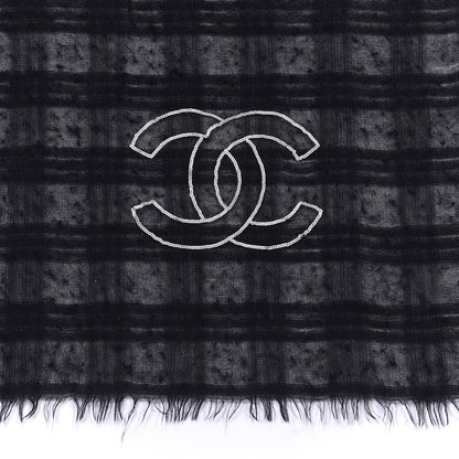 Chanel Cashmere Silk CC Scarf Black 4 of 5