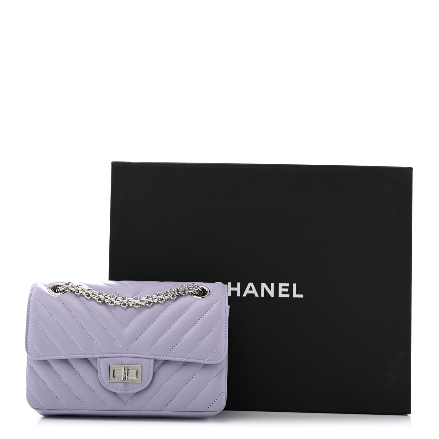 Aged Calfskin Chevron Quilted 2.55 Reissue Mini Flap Light Purple