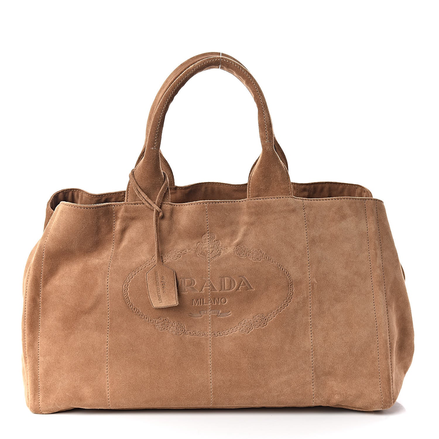Prada Scamosciato Logo Tote Cammello 1 of 11