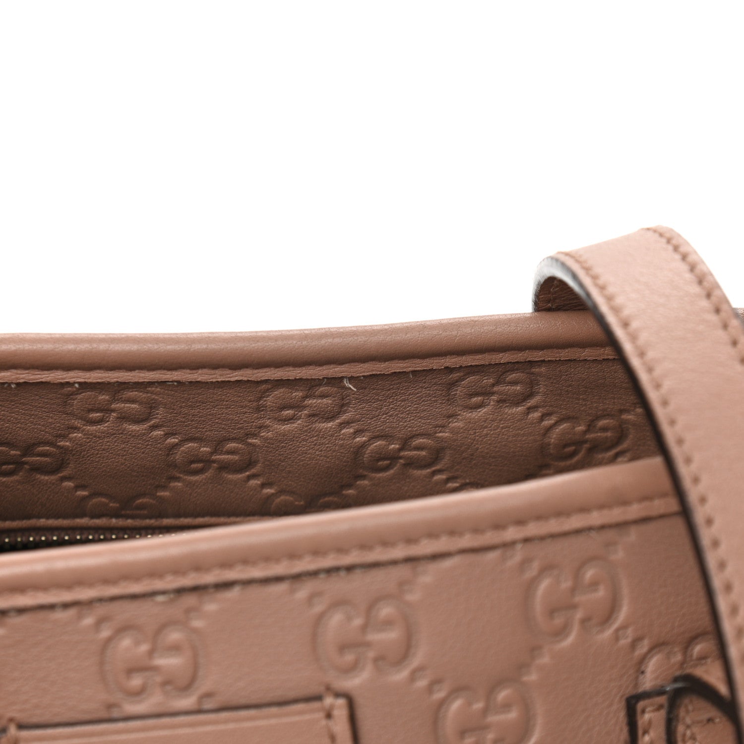 Gucci Guccissima Medium Zippered Shopping Tote Rose Beige 10 of 11