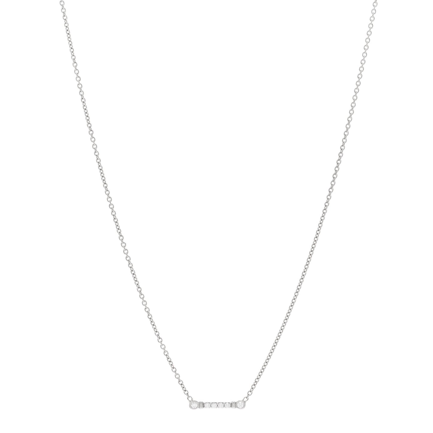 Platinum Diamond Fleur de Lis Key Bar Pendant Necklace