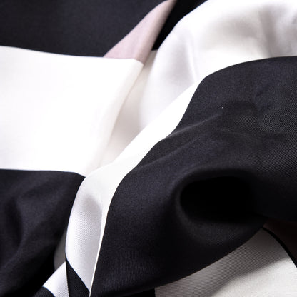 Chanel Silk Camellia CC Square Scarf Black Ivory 3 of 4