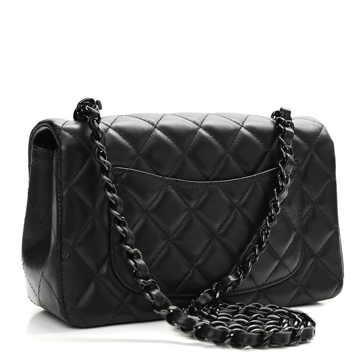 Lambskin Quilted Mini Rectangular Flap So Black