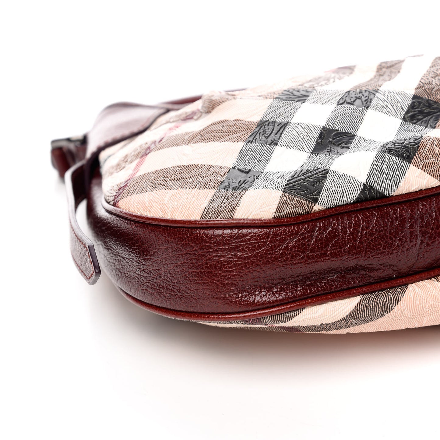 Nova Check Embossed Brooklyn Hobo Burgundy