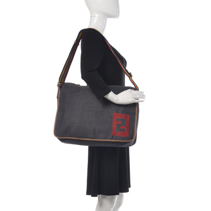 Fendi Denim Messenger Bag Blue 2 of 9