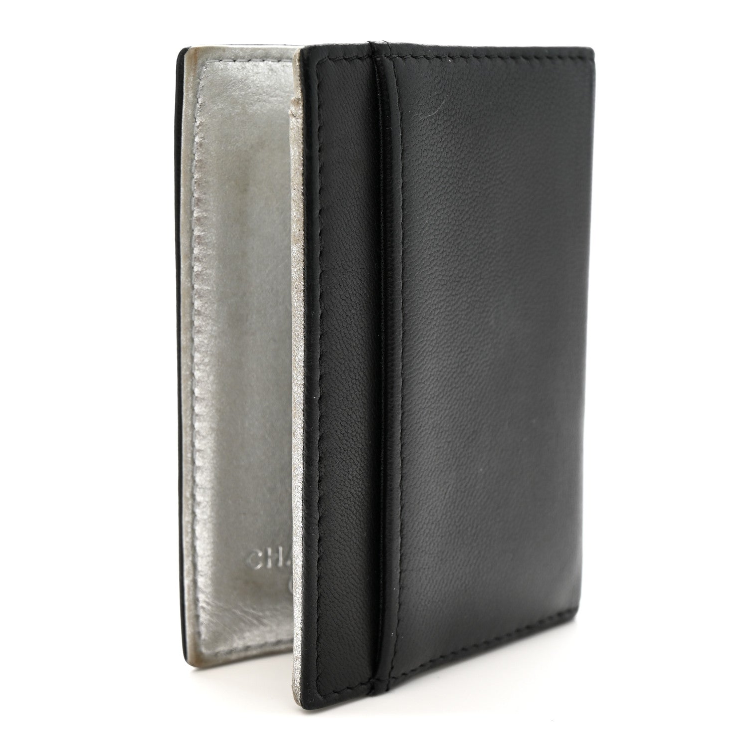 Chanel Calfskin Card Holder Black Silver 3 of 8