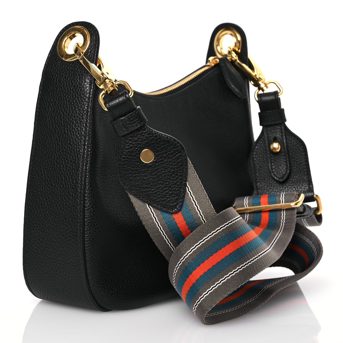 Vitello Phenix Small Zippered Messenger Hobo Black