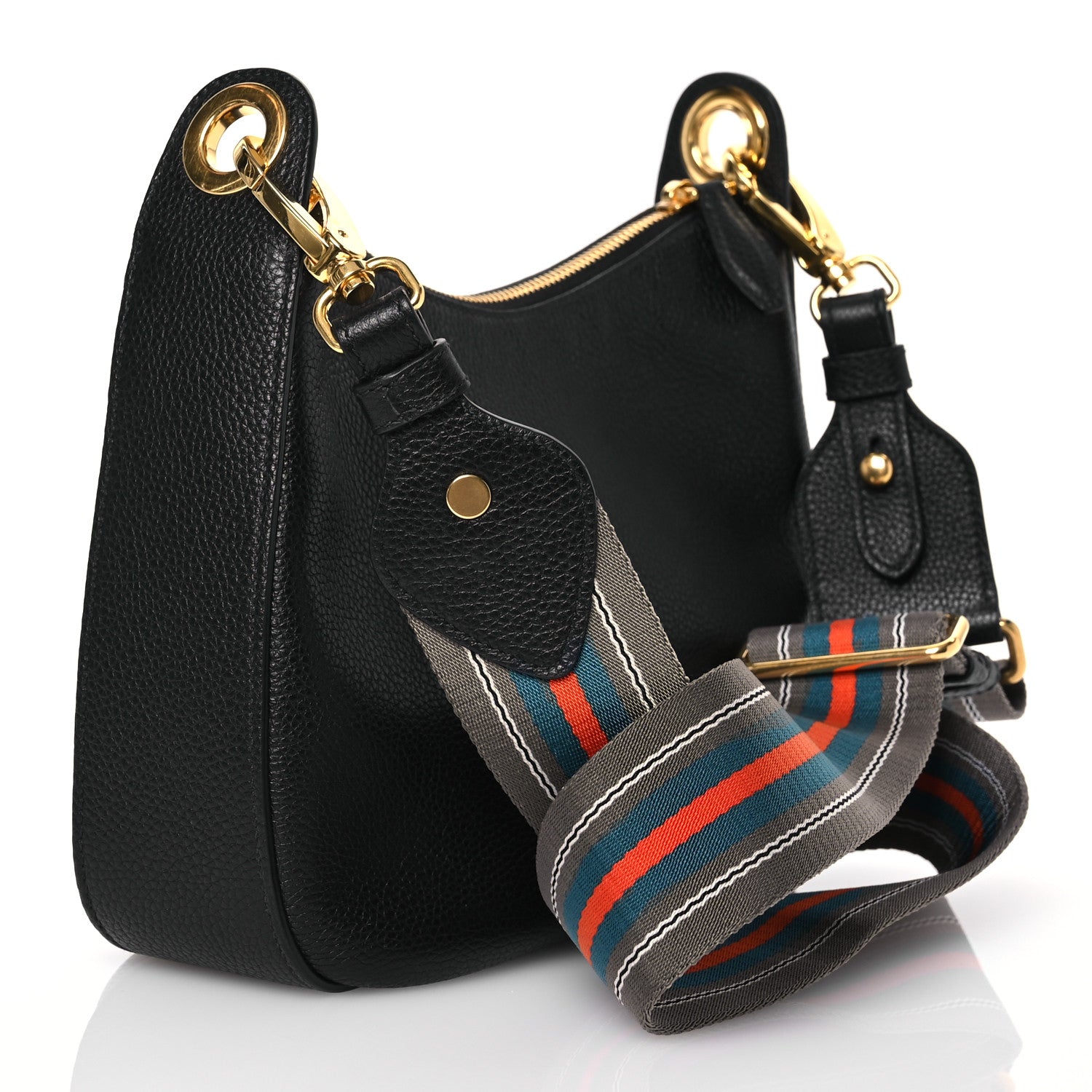 Prada Vitello Phenix Small Zippered Messenger Hobo Black 2 of 12