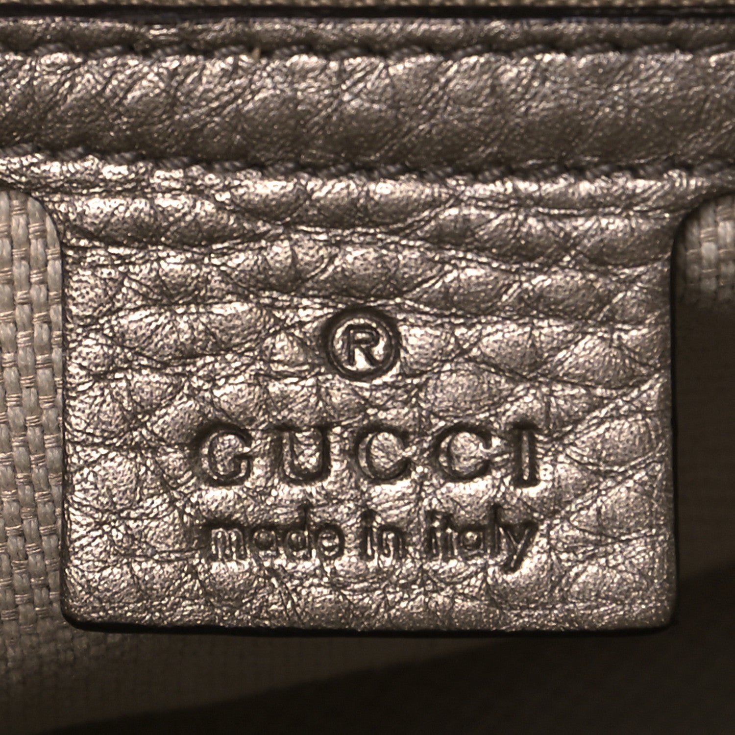 Gucci Metallic Pebbled Calfskin Medium Soho Flap Crossbody Golden Beige 6 of 9