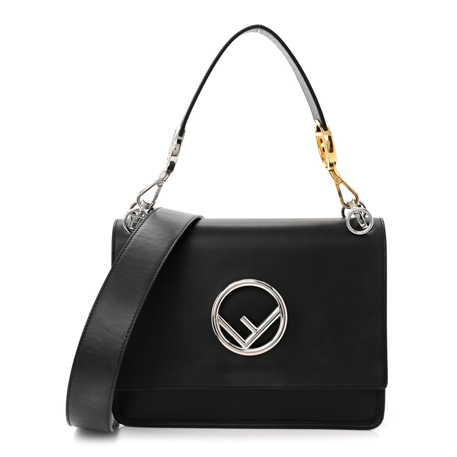 Fendi Vitello Century Opaco F is Fendi Kan I Shoulder Bag Black 1 of 12