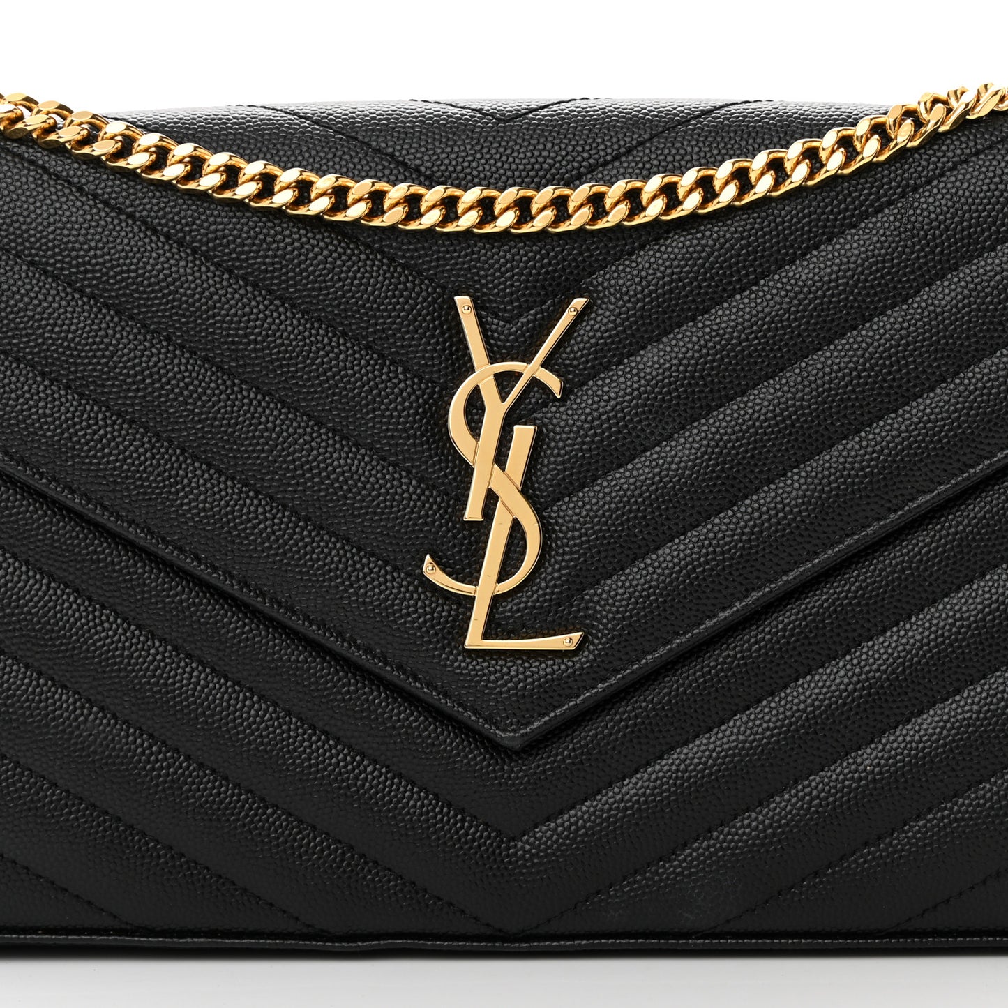 Grain De Poudre Matelasse Chevron Monogram Chain Wallet Black
