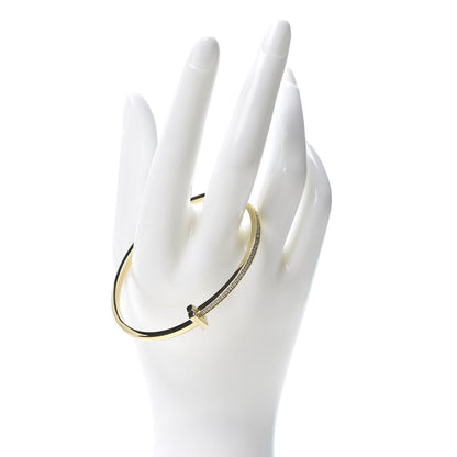 Tiffany 18K Yellow Gold Diamond Narrow T1 Hinged Bangle Bracelet 2 of 6