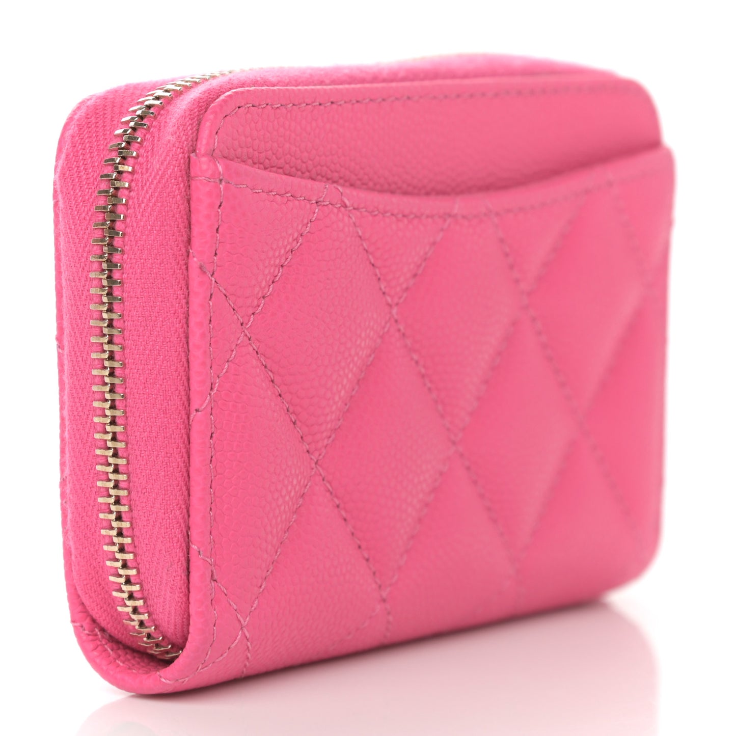 Caviar Quilted Zip Coin Purse Pink
