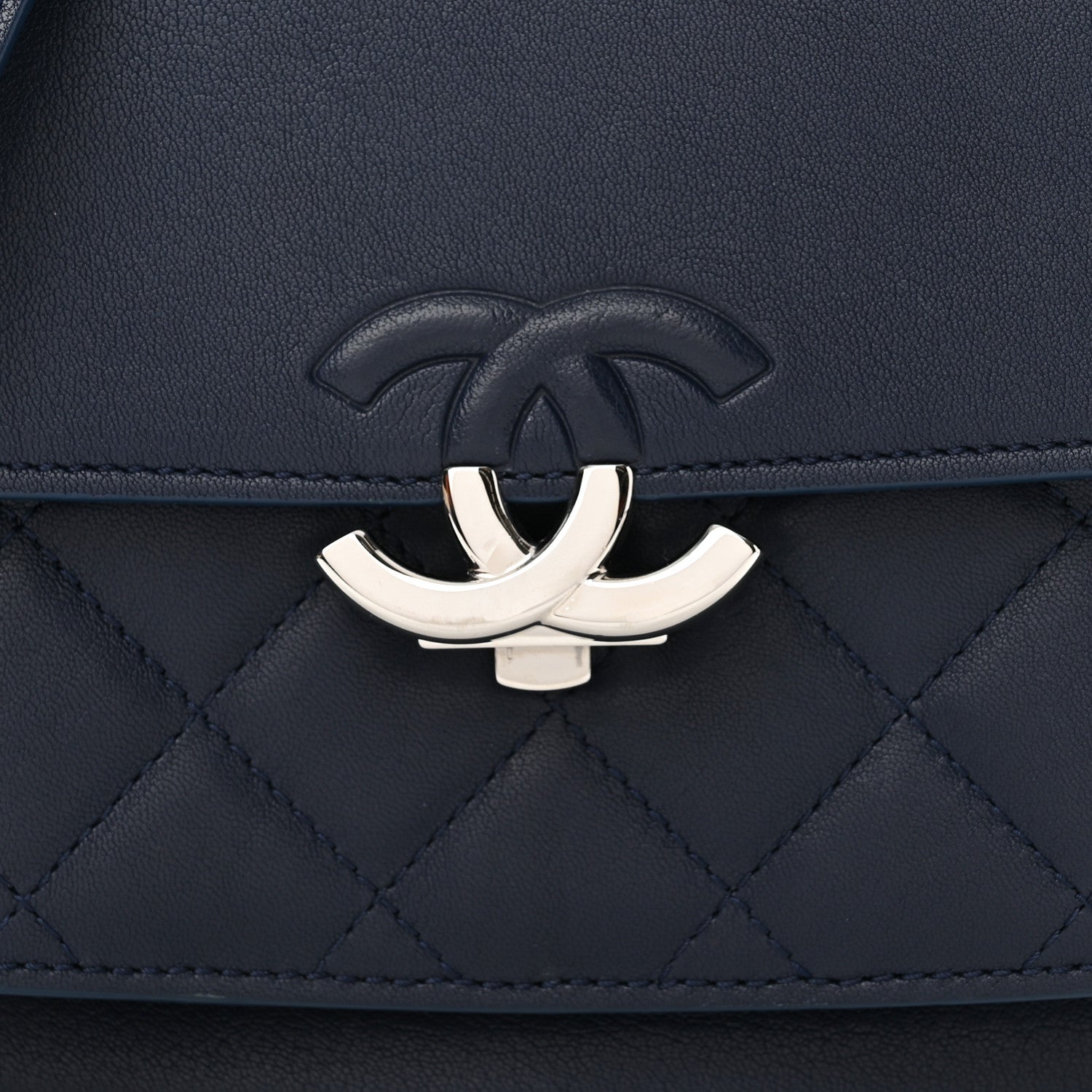 Chanel Goatskin Quilted Small CC Box Flap Navy Navy 8 of 10