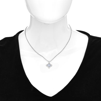 David Yurman Sterling Silver Diamond Chalcedony Quatrefoil Pendant Necklace 2 of 4
