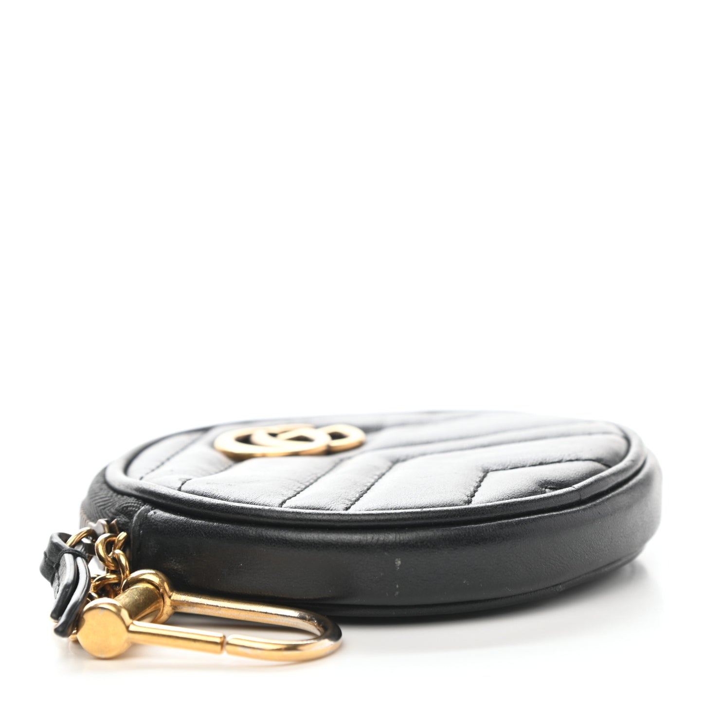 Calfskin Matelasse GG Marmont Round Coin Purse Black