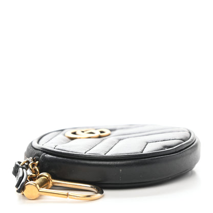 Gucci Calfskin Matelasse GG Marmont Round Coin Purse Black 4 of 7