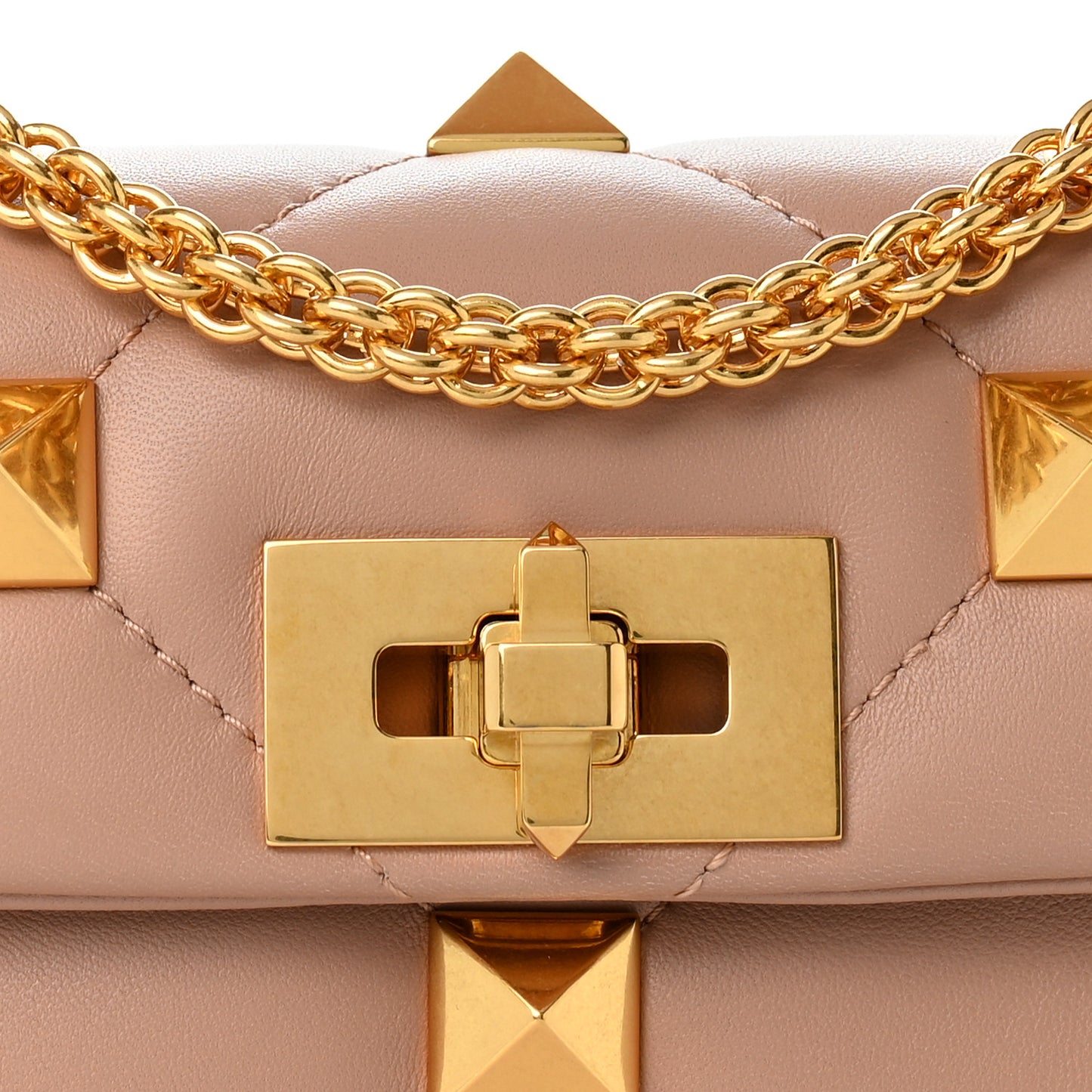 Nappa Small Roman Stud Shoulder Bag Rose Cannelle