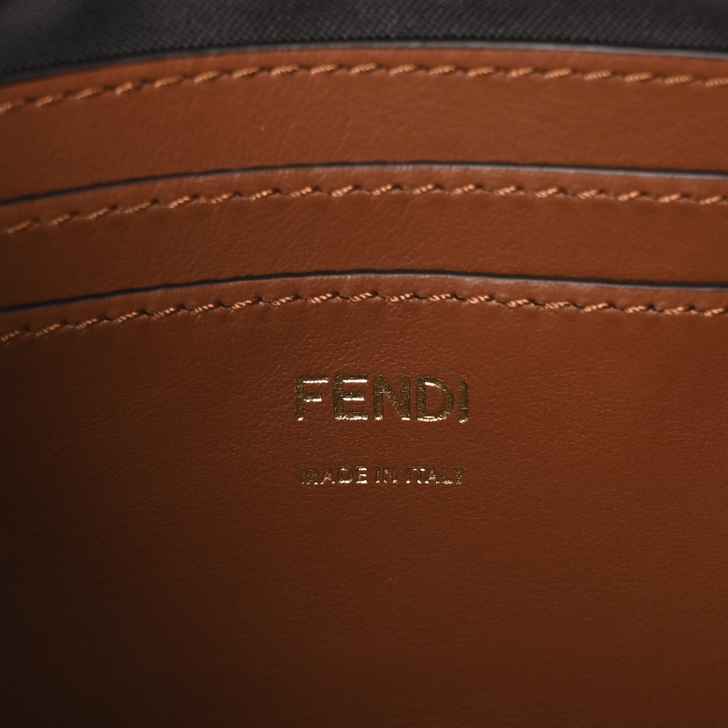 Fendi Denim Vitello Fringe FF Embroidered Baguette Pouch Myrtle Dark Nut 6 of 11