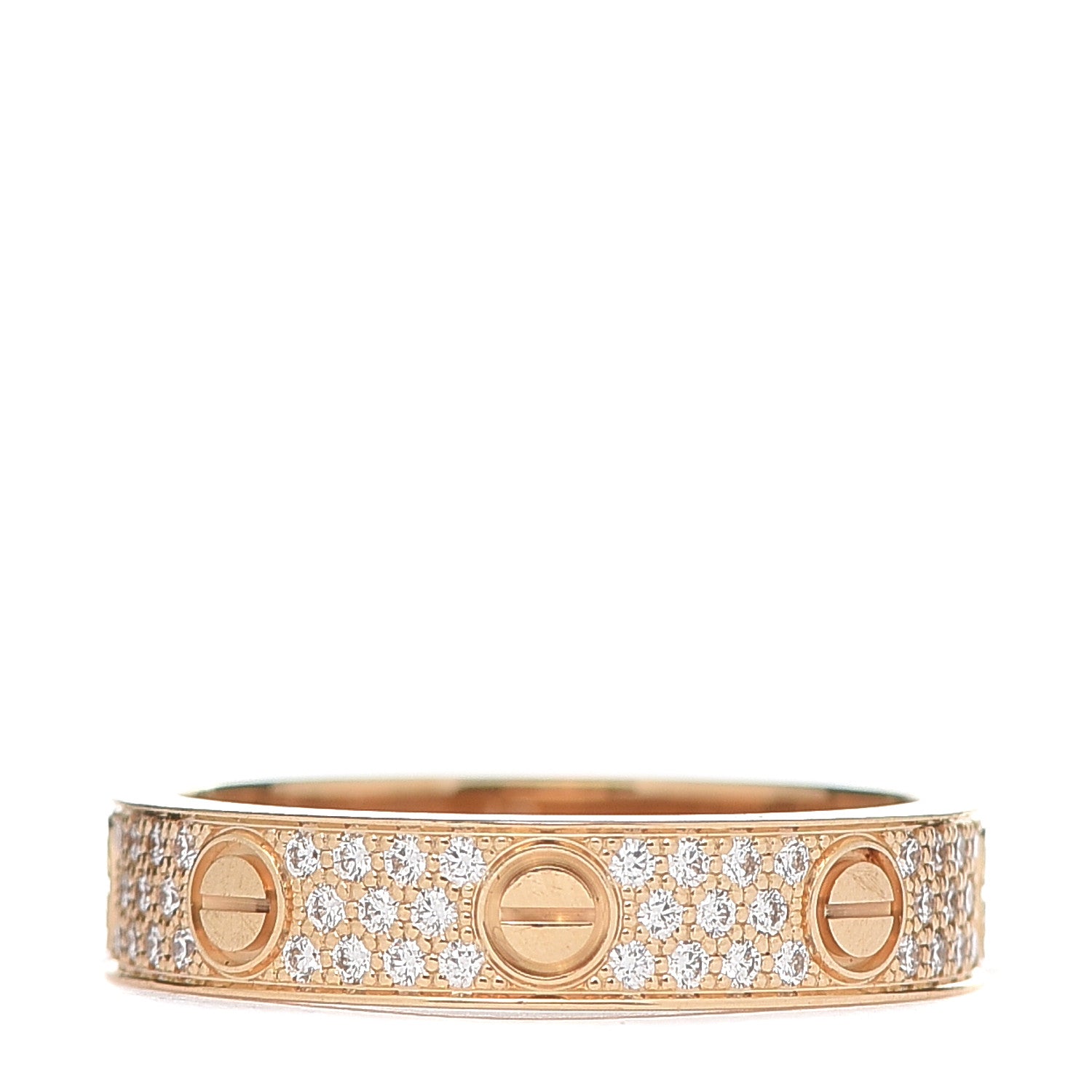 Cartier 18K Yellow Gold Diamond 4mm LOVE Wedding Paved Band Ring 49 5 1 of 6