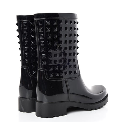 Valentino Garavani Rubber Rockstud Short Rainboots 38 Black 4 of 7