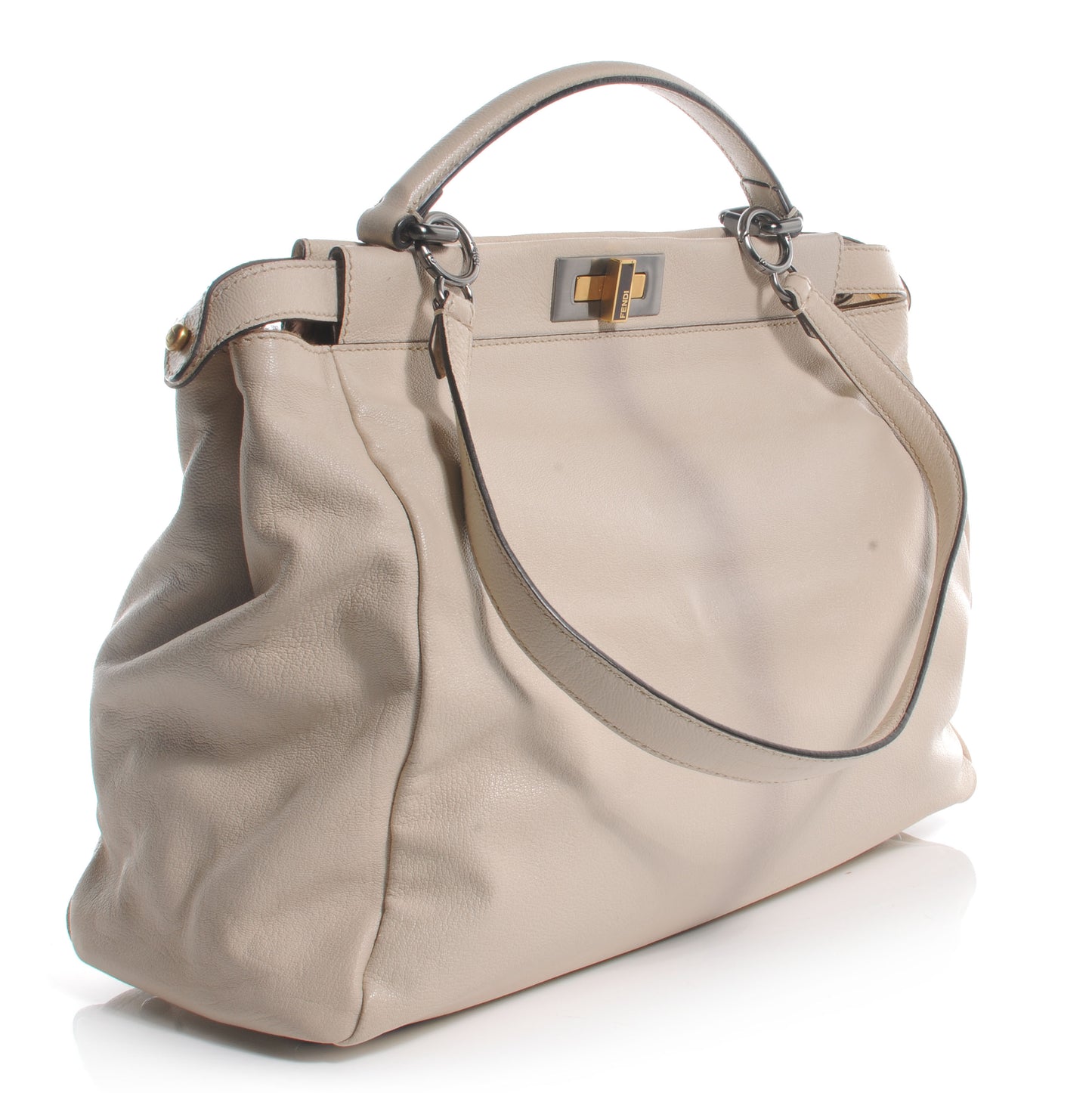 Goatskin Calf Hair Leopard Print Large Peekaboo Iconic Satchel Beige