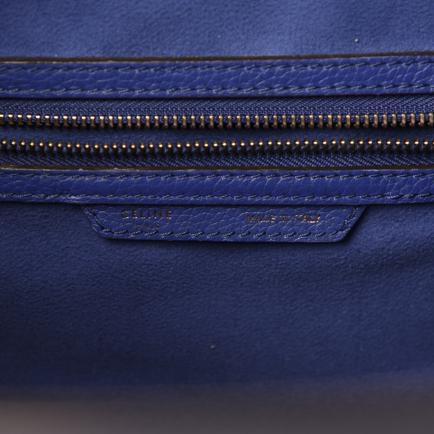 Celine Drummed Calfskin Mini Luggage Indigo 13 of 15