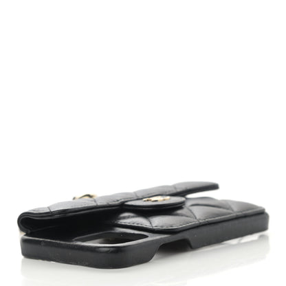 Chanel Lambskin Quilted iPhone XII Pro Case With Chain Black 4 of 12