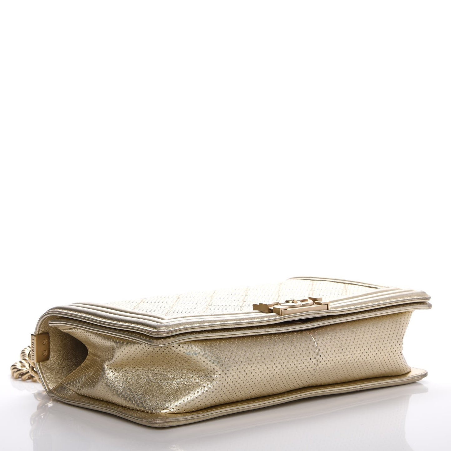 Lambskin Perforated Quilted New Medium Boy Flap Gold