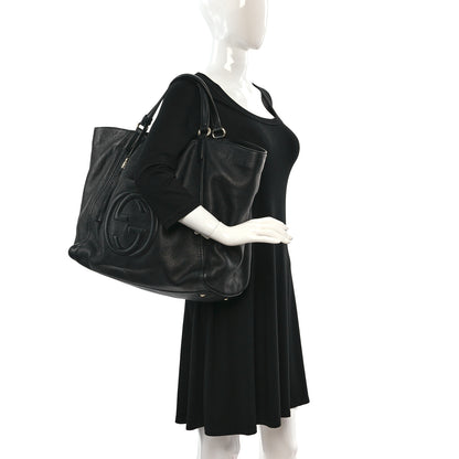 Gucci Pebbled Calfskin Large Soho Shoulder Bag Black 2 of 15