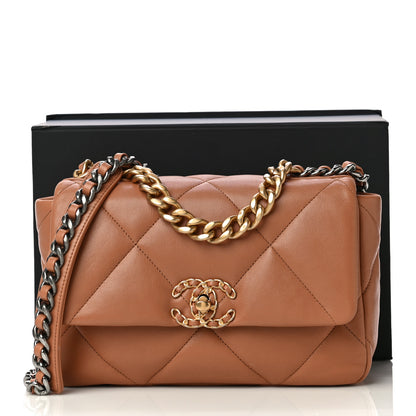 Chanel Lambskin Quilted Medium Chanel 19 Flap Brown 14 of 14