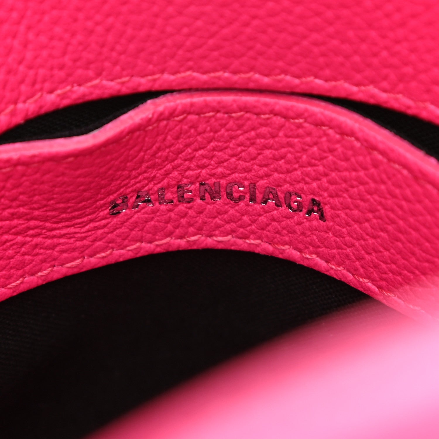 Balenciaga Grained Calfskin Logo XXS Ville Top Handle Bag Acid Fuchsia Black 6 of 10